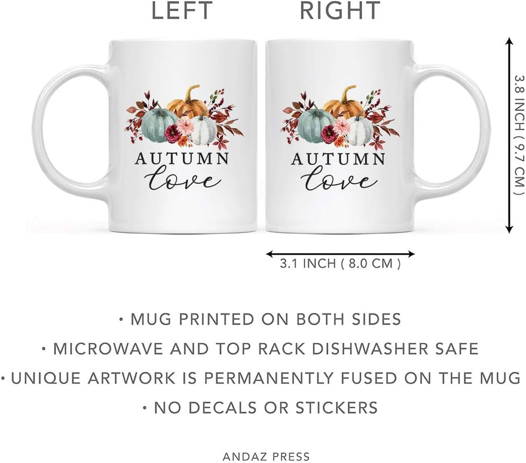 Andaz Press Fall Burgundy Marsala 11oz. Ceramic Coffee Tea Mug, Autumn Love, 1-Pack, Pumpkin Floral Leaves Graphic, Birthday, Friend, Family, Coworker, Autumn Season, Thanksgiving Ideas