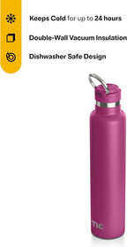 RTIC 26oz Journey Bottle Metal Stainless Steel Vacuum Insulated, BPA Free, Reusable, for Water, Hot and Cold Drinks, Travel, Sports, Camping, Very Berry