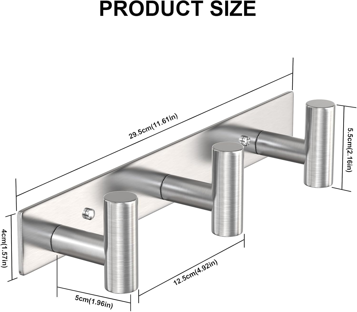 VAEHOLD Silvery Hat and Coat Wall Mount Rack - 3 Hooks for Robes, Bags, Keys, and Towels - Bathroom Towel Hanger Organizer (1 Pack)