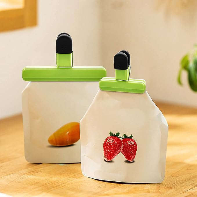 Chip Bag Clips 9pcs Air Tight, Heavy Duty, Sturdy Plastic Clips for Food Storage Assorted Sizes Food Bag Clips for Kitchen Snacks