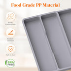 Lifewit Utensil Drawer Organizer, Expandable Cooking Silverware Tray for Kitchen Drawer, Adjustable Cutlery Flatware Holder, Plastic Spatula Tools and Gadgets Storage Divider, 3 Compartments, Gray