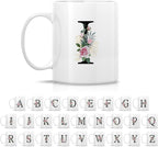 Retreez Initial A-Z Floral Botanical Bouquet Alphabet Monogrammed Monogram Mug 11 Oz Ceramic Tea Coffee Mugs - Appreciation Thank You Wedding Birthday Gifts for her friend coworker sister - I Initial