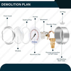 MEASUREMAN 2-1/2inch Dial Size, Liquid Filled Pressure Gauge, 0-200psi/kpa, 304 Stainless Steel Case, 1/4 inchNPT Lower Mount