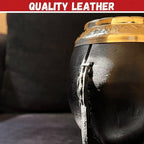 Hide & Smile Torpedo Premium Handmade Mate Kit, pumpkin and leather Cup And Bombilla Set, Authentic Argentine Mate Gourd Tea, Includes Straw, Souvenir from Argentina, Original Design (Black)