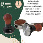 58mm Coffee Tamper, Stainless Steel Base, Wooden Handle – Professional Espresso Tool for Uniform Compression & Better Espresso Quality
