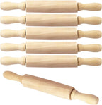BILLIOTEAM 6 Pack 8 Inch Mini Wood Rolling Pin,Great for Children Kids Girls and Boys,Small Wooden Rollers for Art and Crafting,Baking,Cookie Dough,Cooking,Clay,Play Doh