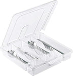 Silverware Tray with Lid, Utensil Drawer Organizer for Kitchen Countertop Plastic Flatware Organizers and Storage holder 5 Compartments