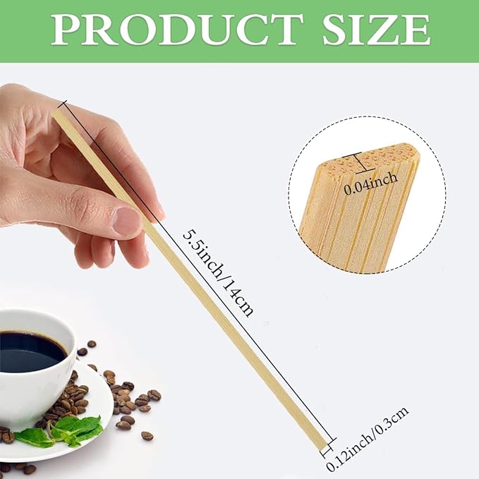 1000pcs Bamboo Coffee Stir Sticks, 5.5" Disposable Hot Drink Beverage Stirring Swizzle Stir Sticks For Coffee, Milk, Tea, Juice, Cocktail, Chocolate, Suit For Bar Party