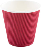 Restaurantware 8 Ounce Double Wall Disposable Coffee Cups, 500 Insulated Crimson Paper Tumblers, Ripple Wall Design, Lids Sold Separately for Hot Drinks like Tea, Hot Chocolate, and More