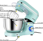 Aucma Stand Mixer,6.5-QT 660W 6-Speed Tilt-Head Food Mixer, Kitchen Electric Mixer with Dough Hook, Wire Whip & Beater (6.5QT, Blue)