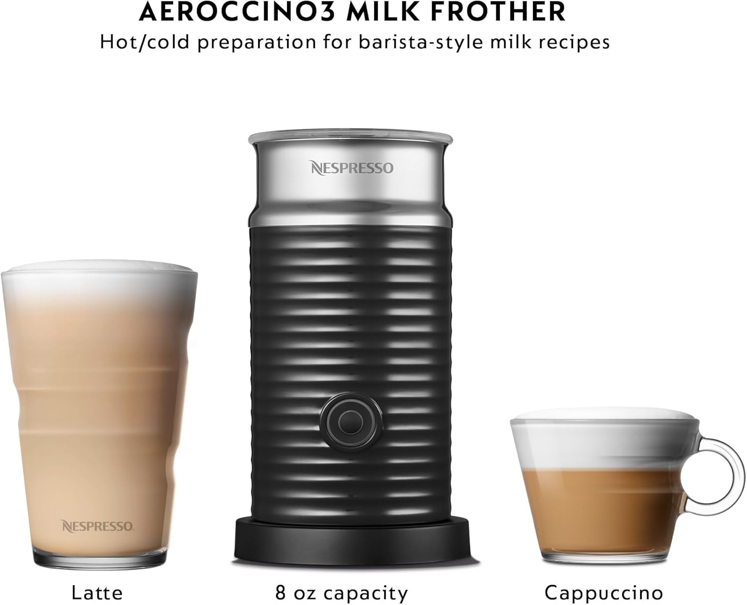 Nespresso Vertuo Plus Coffee and Espresso Maker by De'Longhi, Grey with Aeroccino Milk Frother