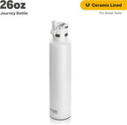 RTIC 26oz Journey Bottle Metal Stainless Steel Vacuum Insulated, BPA Free, Reusable, for Water, Hot and Cold Drinks, Travel, Sports, Camping, White