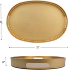 Gold Oval Decorative Tray with Handles, Versatile Serving Tray for Coffee Table, Ottoman, Ideal for Serving, Displaying, Organizing, 15.3"*10.6"*1.37"