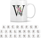 Retreez Initial A-Z Floral Botanical Bouquet Alphabet Monogrammed Monogram Mug 11 Oz Ceramic Tea Coffee Mugs - Appreciation Thank You Wedding Birthday Gifts for her friend coworker sister - W Initial
