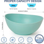 6.2'' Bamboo Fiber Cereal Bowls Set of 6, Soup Bowls 24 Oz for Serving Salad, Snack, Side Dishes, Colourful Oval Lightweight Bowls for Breakfast, Lunch and Dinner, Dishwasher&Freezer Safe (Turquoise)
