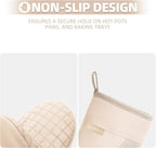 Mini Oven Mitts, Kitchen Oven Gloves Kitchen Mittens 500 Degrees Heat Resistant Baking Gloves, Non-Slip Silicone Surface with Hanging Loops Hot Gloves for Cooking, Baking, BBQ 1 Pair-Khaki