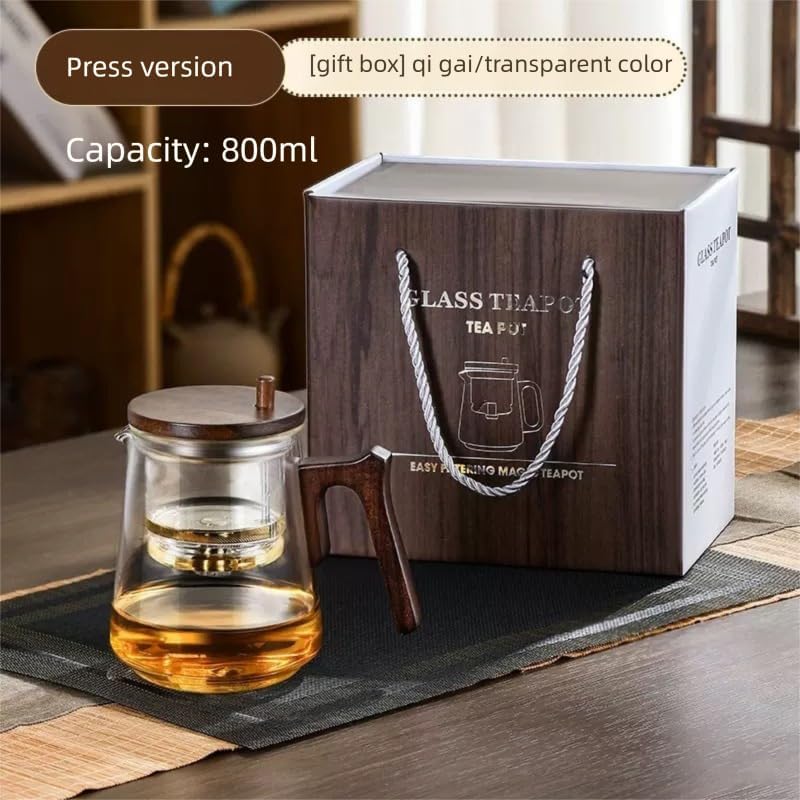 Glass Teapot with Removable Infuser, Loose Leaf Tea Brewing (7-shaped handle)