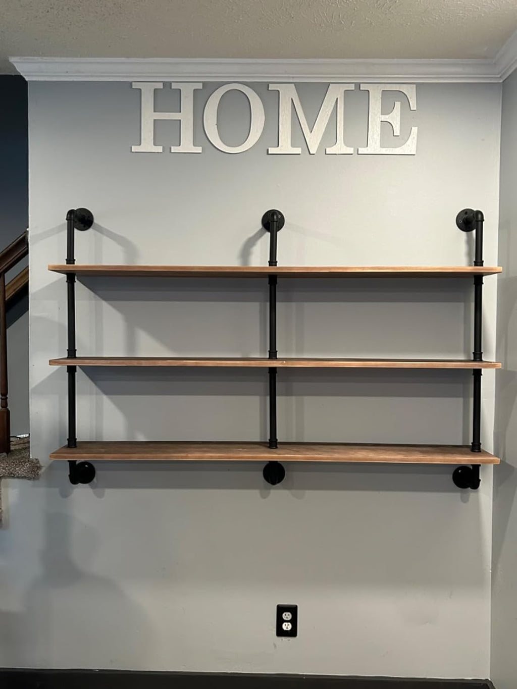 Floating Shelves for Wall Bookshelf Industrial Pipe Shelving Shelves Natural Wood Planks 60 inch Rustic Wall Shelves Hanging Bookshelves Farmhouse Kitchen Shelving