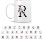 Retreez Initial A-Z Floral Botanical Bouquet Alphabet Monogrammed Monogram Mug 11 Oz Ceramic Tea Coffee Mugs - Appreciation Thank You Wedding Birthday Gifts for her friend coworker sister - R Initial
