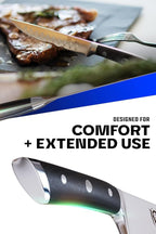Dalstrong Steak Knife Set - 4-Piece - 5 inch Straight - Gladiator Series Elite - Forged German High-Carbon Steel - Black G10 Handle - Sheaths - Dinner Set - NSF Certified