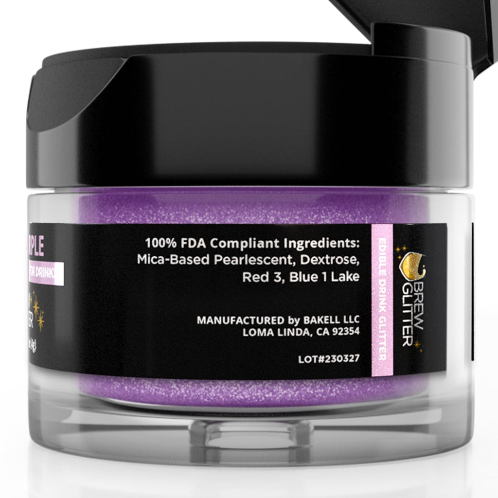 Brew Glitter Light Purple Edible Drink Glitter 1x 4g Jar for Cocktails, Beer, & Beverages