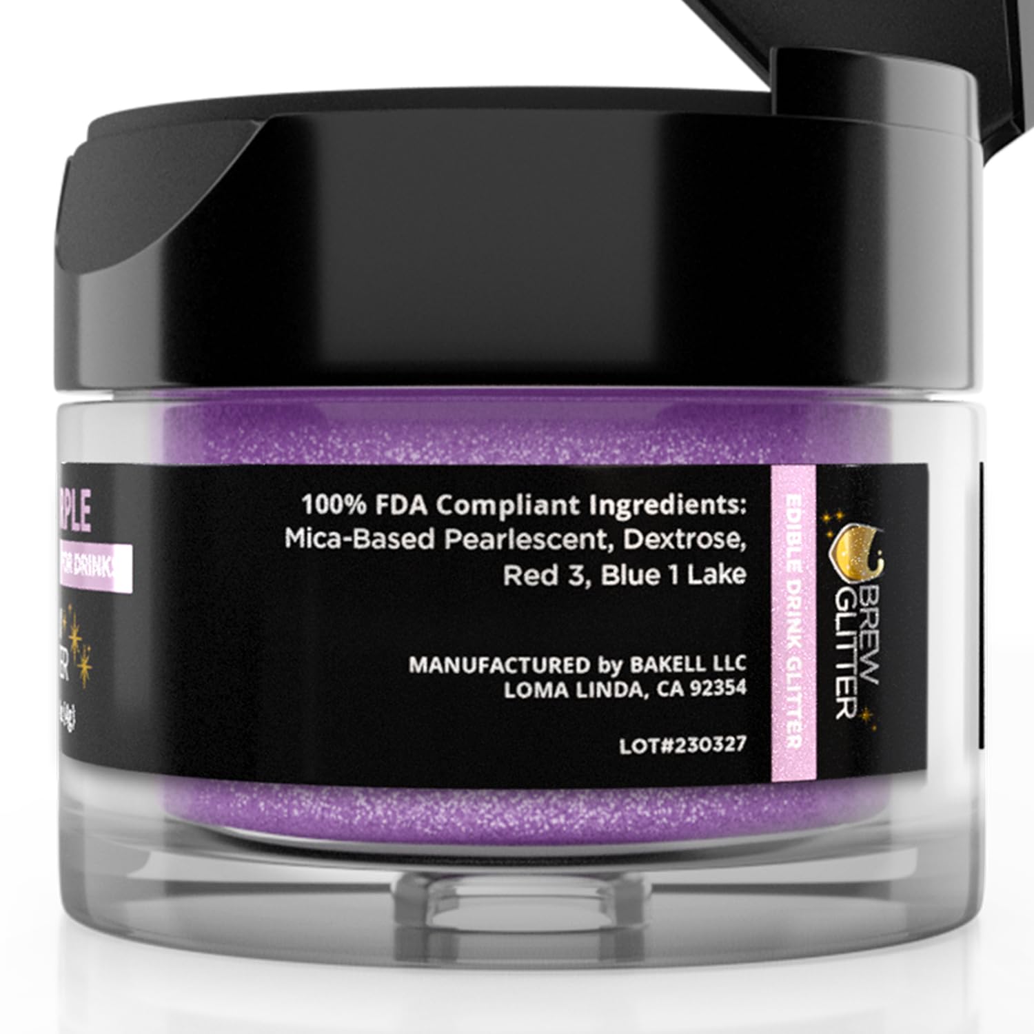 Brew Glitter Light Purple Edible Drink Glitter 1x 4g Jar for Cocktails, Beer, & Beverages