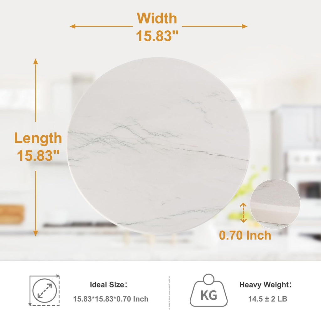 Koville Natural White Marble Cutting Board, 16 Inch Marble Cutting Boards for Kitchen Countertop, Stone Cheese Boards Pastry Boards for Baking, Charcuterie, Trivet, Round Serving Slab for Counter