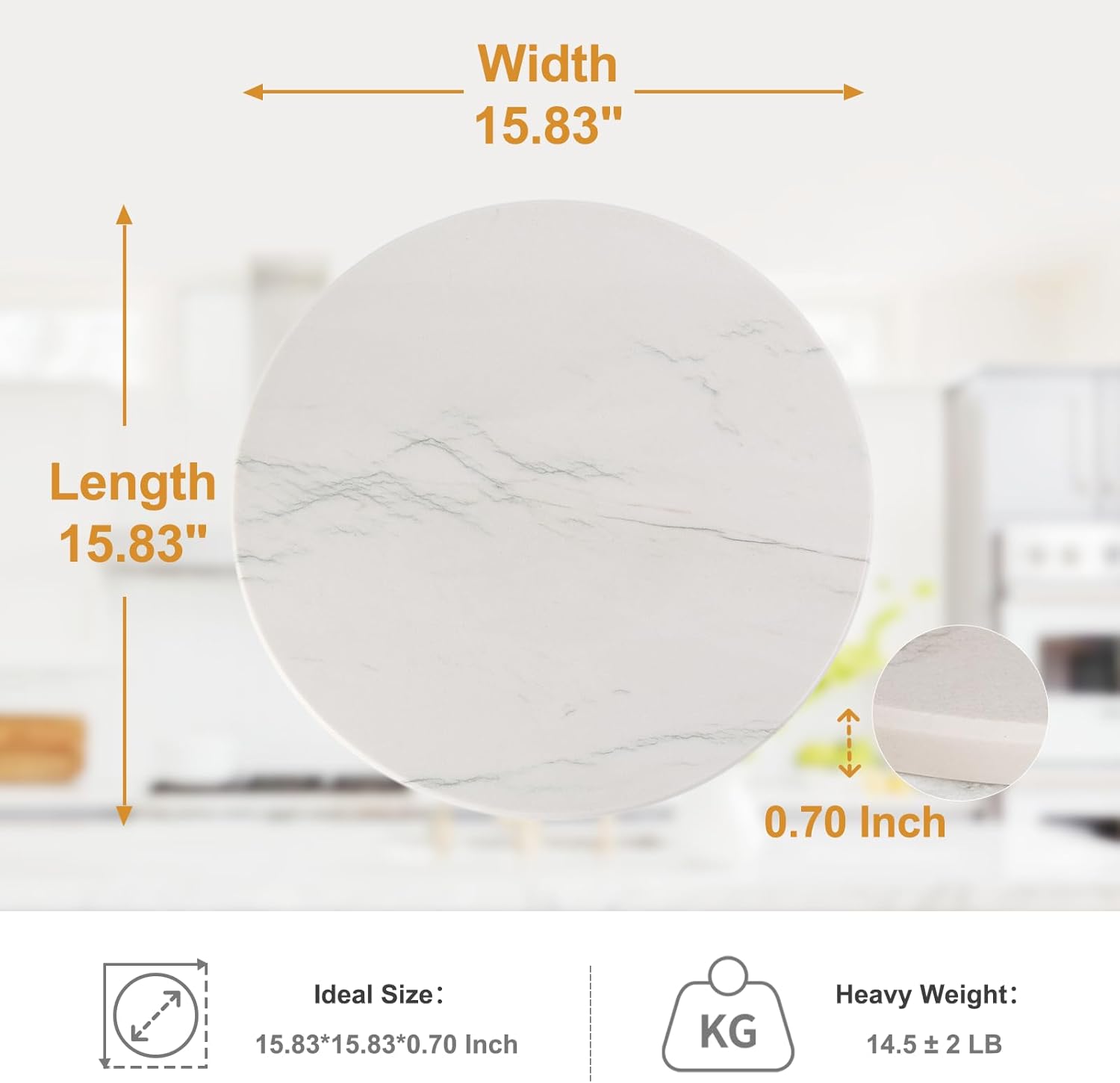 Koville Natural White Marble Cutting Board, 16 Inch Marble Cutting Boards for Kitchen Countertop, Stone Cheese Boards Pastry Boards for Baking, Charcuterie, Trivet, Round Serving Slab for Counter