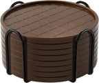 Coasters Set of 8,Hot or Cold Drink Coasters with Holder,Modern Style Coffee Table Coaster,Suitable for Kinds Cups Beer,Drink,Anti-Overflow Tabletop Protection (Coffee, 8pcs)