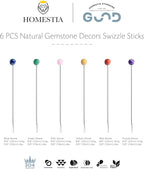 Homestia 6 PCS 8.6 Inch Metal Stir Sticks Coffee Stirrers Reusable Stainless Steel Swizzle Stick Drink Coffee Stirrers for Cocktail Beverage Milk Juices, Multicolor for Cocktail Chocolate