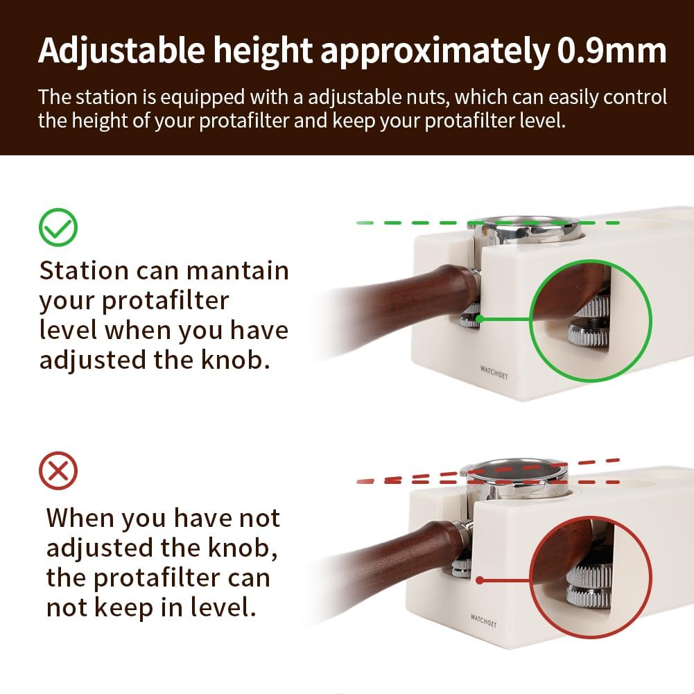 watchget Espresso Tamping Station, Plastic Espresso Organizer Box for 51/54/58mm Portafilter, Tamper, Distributor and Barista Accessories, Coffee Tamper Station, Ivory White