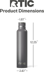 RTIC 26oz Journey Bottle for Water, Metal Stainless Steel Vacuum Insulated, BPA Free, Reusable, Hot and Cold Drinks, Travel, Sports, Camping, Graphite