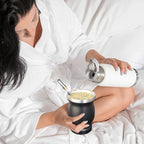 Beruth 8oz Yerba Mate Cup Set, Double Wall 304 Stainless Steel Mate Gourd, Heat Insulated Mug & Anti-Scalding Design, Includes 2 Bombillas & Cleaning Brush （Black）