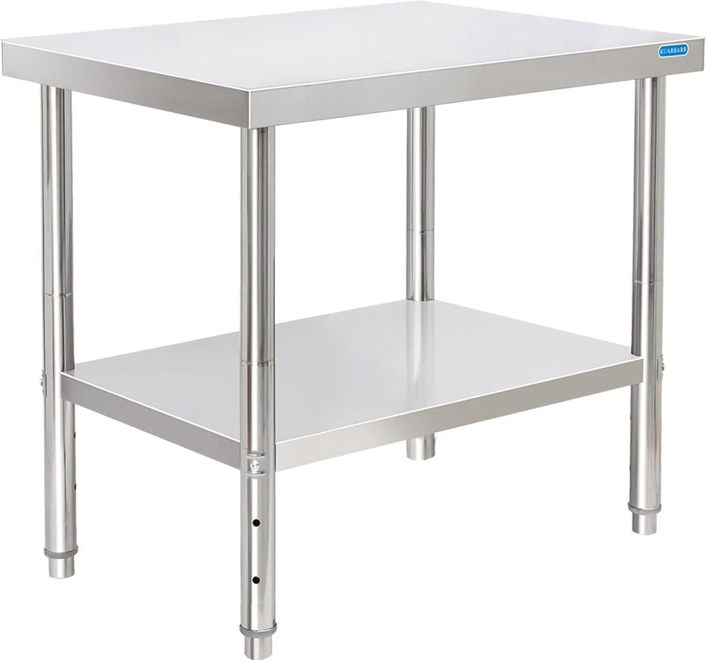 Stainless Steel Table for Prep & Work with Undershelf 24 x 30 Inches NSF Metal Commercial Kitchen Prep Table with Adjustable Under Shelf Worktable for Restaurant Home Outdoor