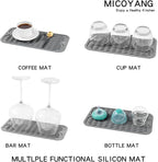 Silicone Dish Drying Mat for Multiple Usage,Easy clean,Eco-friendly,Heat-resistant Silicone Mat for Kitchen Counter or Sink,Refrigerator or Drawer Liner Grey S 12 inches x 6 inches