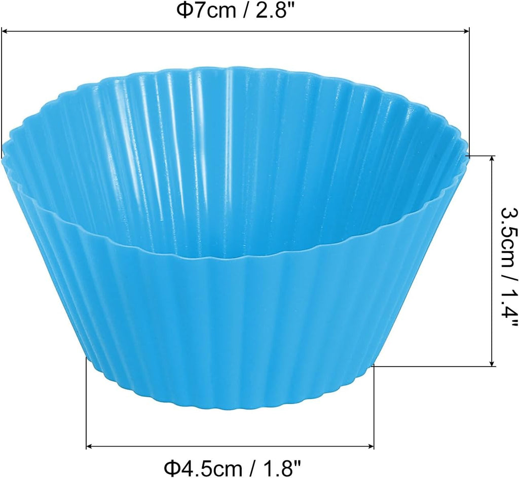 uxcell 18Pcs Silicone Cupcake Liners, Non-Stick Baking Cups, for Cooking Eggs, Baking Muffins and Make a Cake(Blue)