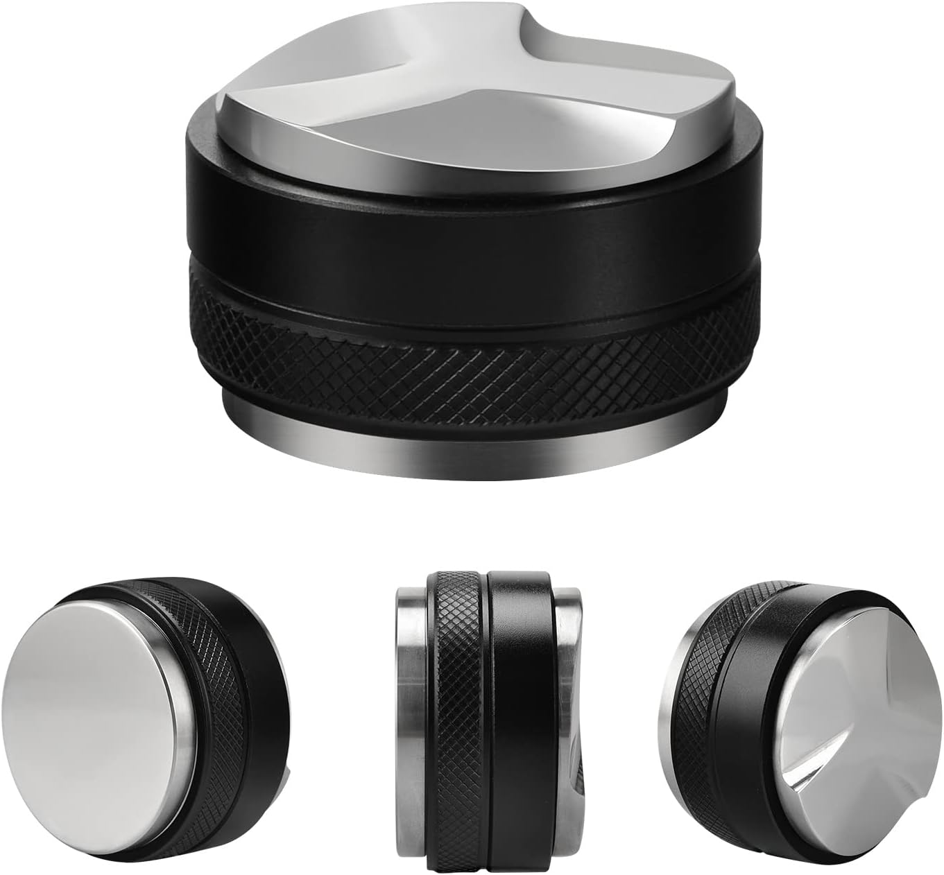 53mm Espresso Distributor & Tamper, Coffee Distributor Adjustable Height, Coffee Leveler Fits with Two-in-one Double-head and Flat-bottom Three Leaf for Macaroons Espresso Coffee