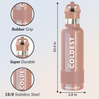 Coldest Insulated Water Bottle with Straw Lid - Stainless Steel Metal Insulated Bottle for Men & Women (Rose Gold Glitter, 21 oz)