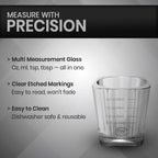 Rattleware 3 Oz Graduated Shot Glass Heavyweight Break-Resistant Glass with White Etched Measurements Oz ML tsp tbsp Durable Espresso Cocktail Measuring Glass for Bar Cart Home Bar Cafe Use