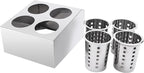 DYNAMI Stainless Steel Kitchen Utensil Holder with 4 Compartments,Commercial Silverware Sorter Silverware Utensil Holder,Perforated Caddy Drying Rack Flatware Organizer Countertop,for Buffets