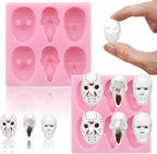 Halloween Silicone Molds for Chocolate,6 Cavities Halloween Large Scary Movie Characters Heads Chocolate Molds, Funny Horror 3D Halloween Chocolate Candy Molds for Soap Pudding Jelly Making