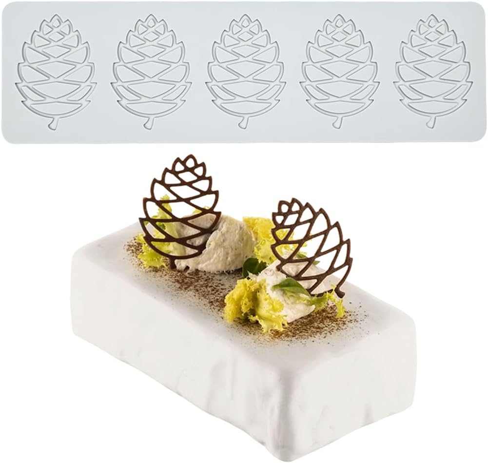 mostsom3D Hollow Out Lace Mold Silicone Pinecone Shape Fondant Molds Chocolate Mould For Cake Pastry Decor Baking Gumpaste Moulds Decoration Sugar Lace Veil Mat (O_ Pinecone)