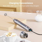 Maestri House Rechargeable Milk Frother with Stand, LunaFro Handheld Electric Foam Maker Waterproof Detachable Stainless Steel Whisk Drink Mixer Foamer for Lattes, Cappuccino