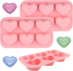 Heart Silicone Molds 3pcs Valentine's Heart Chocolate Molds for Candy Ice Cube Resin Soap Jelly(Medium 1.8inch)
