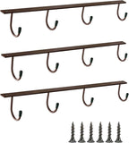 Mugs Hooks 3 Pcs Mug Holder Under Cabinet Coffee Hooks for Mugs Iron Hanging Mug Rack Under Shelf Kitchen Dining Bar Organizer Rack - Bronze