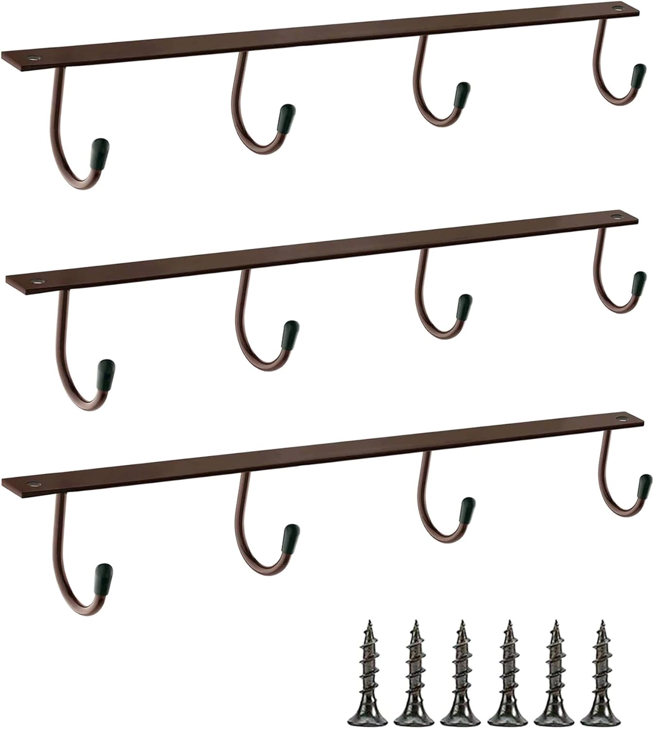 Mugs Hooks 3 Pcs Mug Holder Under Cabinet Coffee Hooks for Mugs Iron Hanging Mug Rack Under Shelf Kitchen Dining Bar Organizer Rack - Bronze