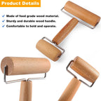 Dough Docker Roller Stainless Steel and Wooden Dough Roller, Set of 2 Pizza Pin Roller Dough Hole Maker Wood Pastry Pizza Roller for Pizza, Cookie, Pie, Pastry, Bread, Crust