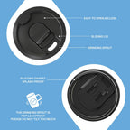 Ideus Vacuum Insulated Coffee Mug, 16oz Reusable Stainless Steel Thermal Double Walled cup with Handle and Slider Lid for Hot & Cold Beverages, BPA Free (Blue Zebra)