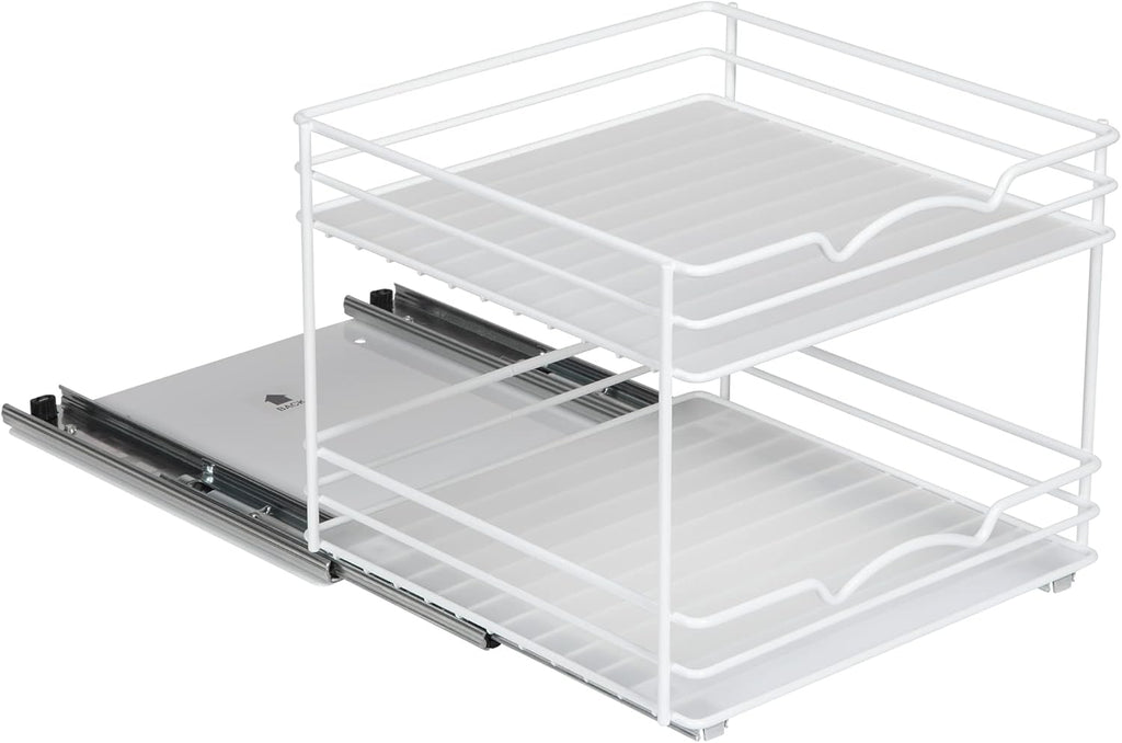 HOLDN’ STORAGE White Spice Rack Organizer for Cabinet, Heavy Duty, Pull Out Spice Rack, Lifetime Limited Warranty, Spice Organization 10.5" W x 10.4" D x 8.8" H - Spice Racks for Inside Cabinets.