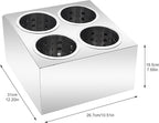 DYNAMI Stainless Steel Kitchen Utensil Holder with 4 Compartments,Commercial Silverware Sorter Silverware Utensil Holder,Perforated Caddy Drying Rack Flatware Organizer Countertop,for Buffets